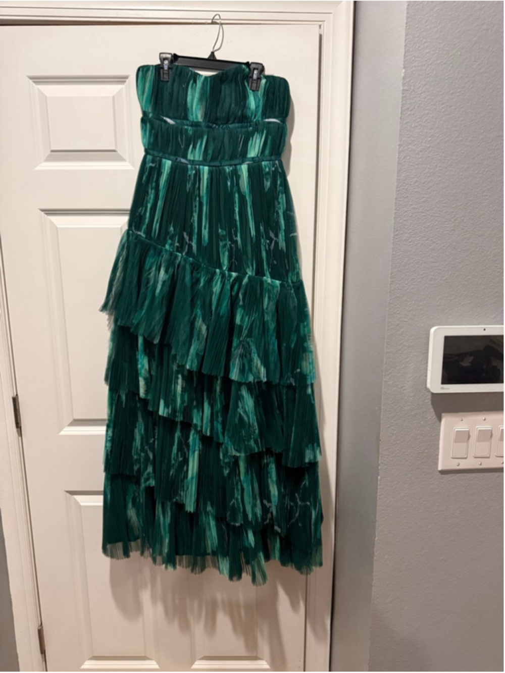 Women's Hutch Green Teal Strapless Tiered Maxi Dress Size 4 - Picture 4 of 6